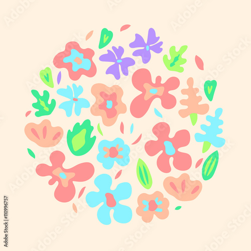Wallpaper Mural Large colorful flowers on black seamless pattern, vector Torontodigital.ca