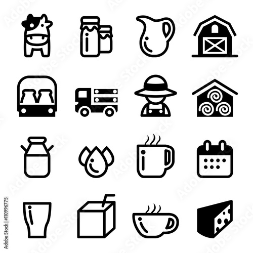 Milk icon set