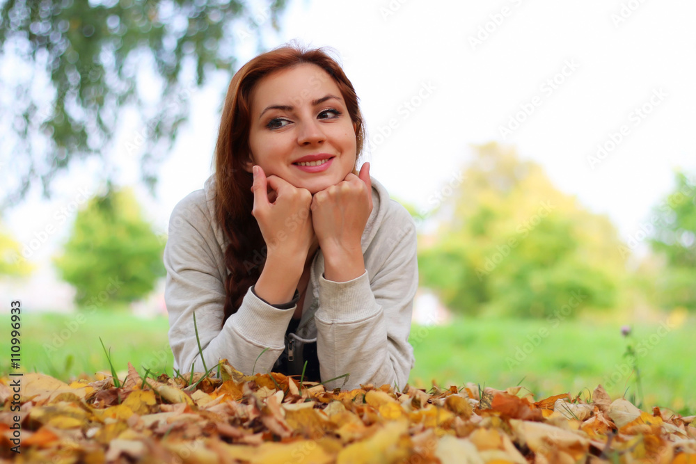 Autumn leaves girl book casual