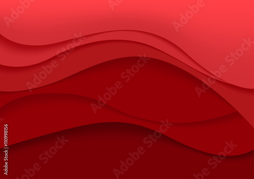 Red Abstract Background with Curves Lines and Shadows - Illustration for Website Design, Booklet and Brochure, Vector