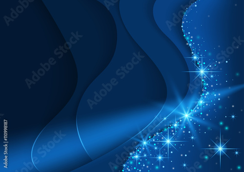 Blue Abstract Background with Curves, Lines, Shadows and Glittering Effect - ...