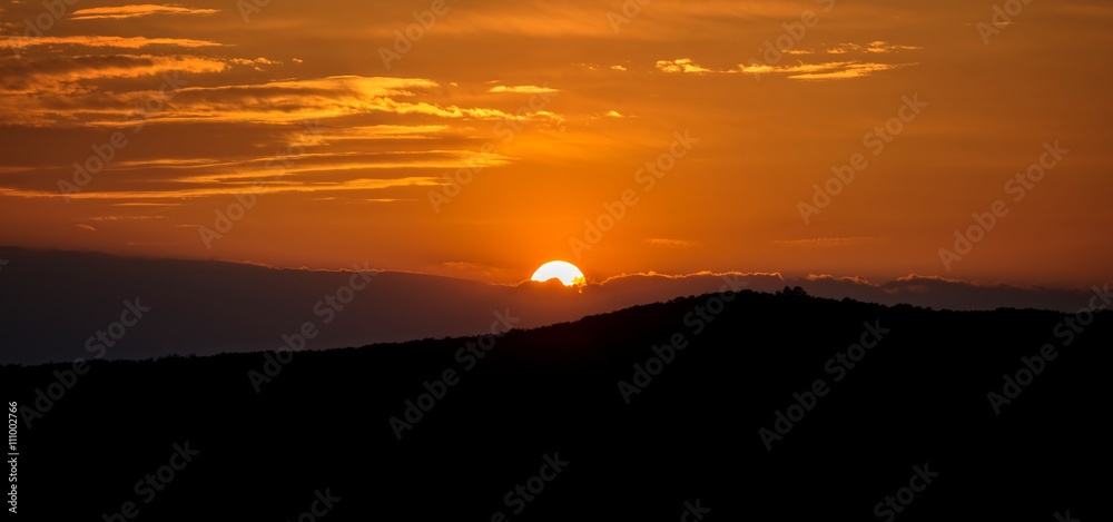 Sunset over the hill from Hungary Sunset over the hill from Hungary