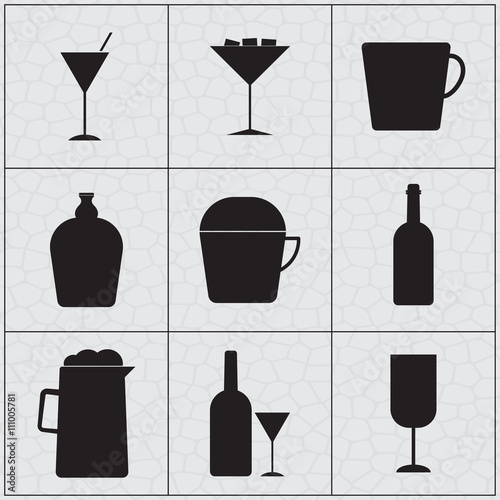 Set of drink icon Silhouettes