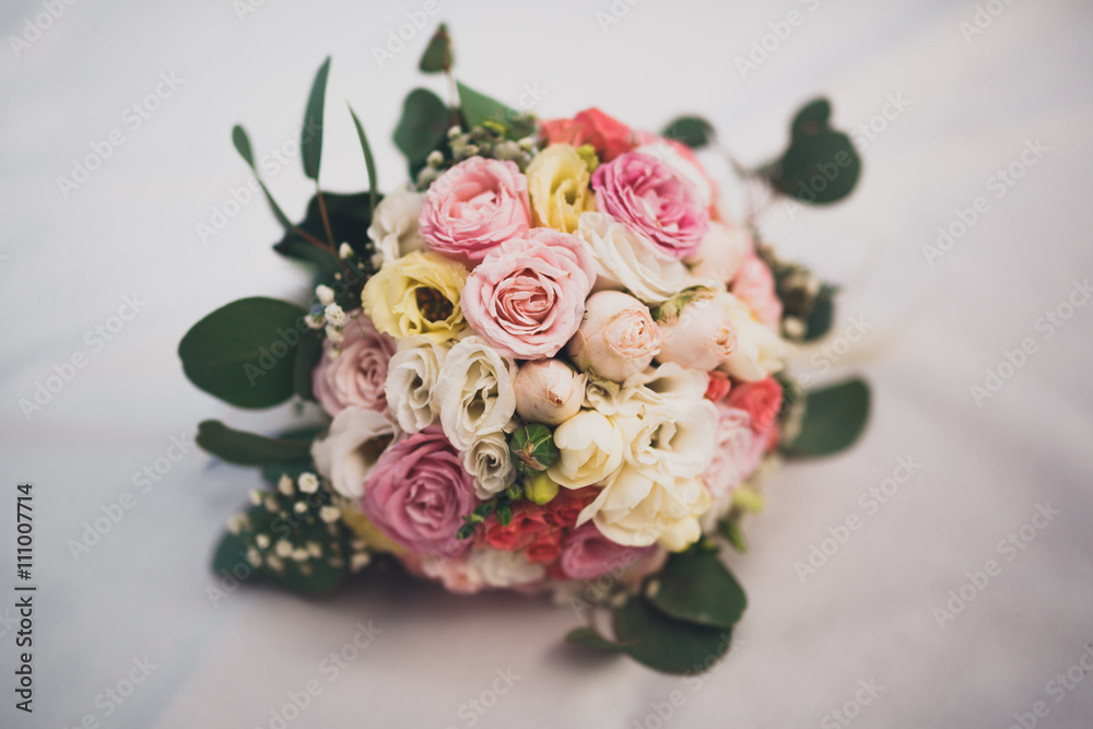 Wonderful luxury wedding bouquet of different flowers Wonderful luxury wedding bouquet of different flowers