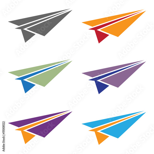 vector set illustration of colorful paper planes