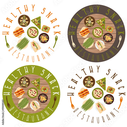 vector labels set for healthy food restaurant