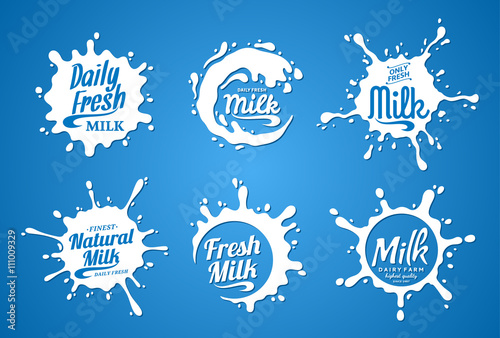 Milk Logo. Milk, Yogurt or Cream Splashes