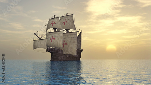 Portuguese caravel of the fifteenth century photo