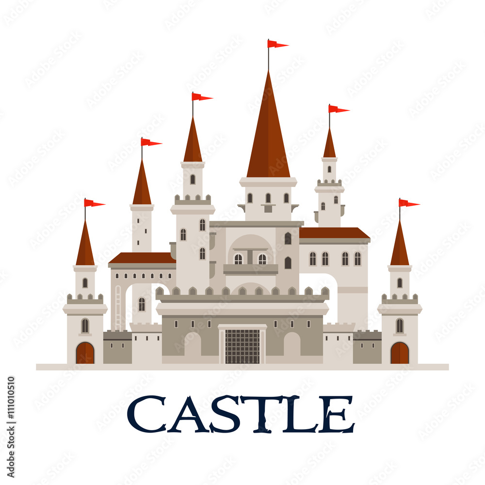 Castle fortress symbol for architecture design