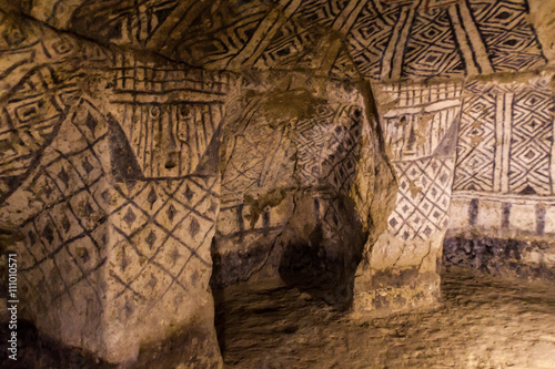 Decoration of an ancient tomb located in Segovia site in Tierradentro, Colombia. photo