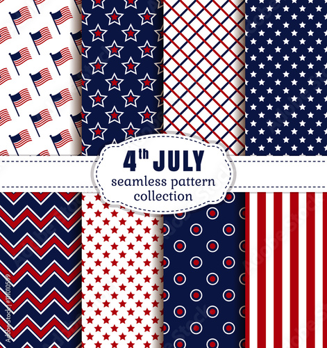 American Independence Day. Seamless patterns set.