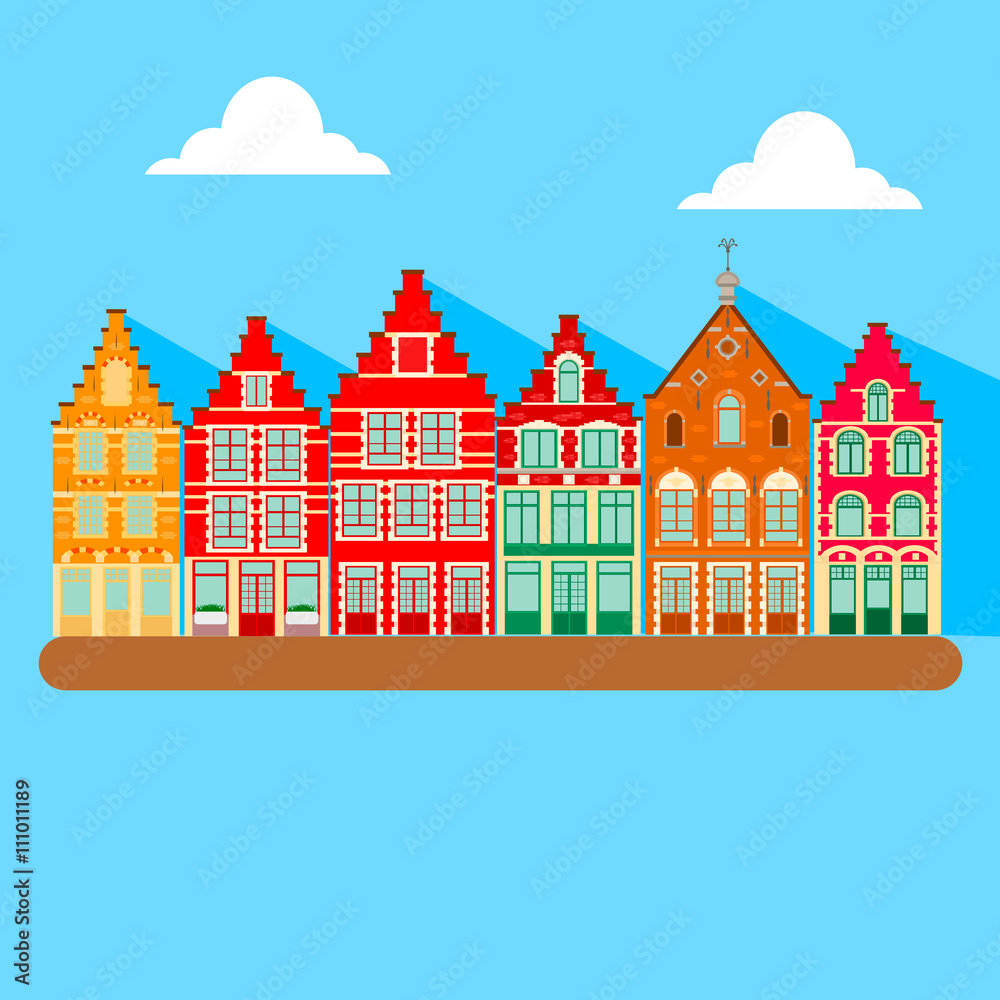 Buildings, house in  Brugge vector icon
