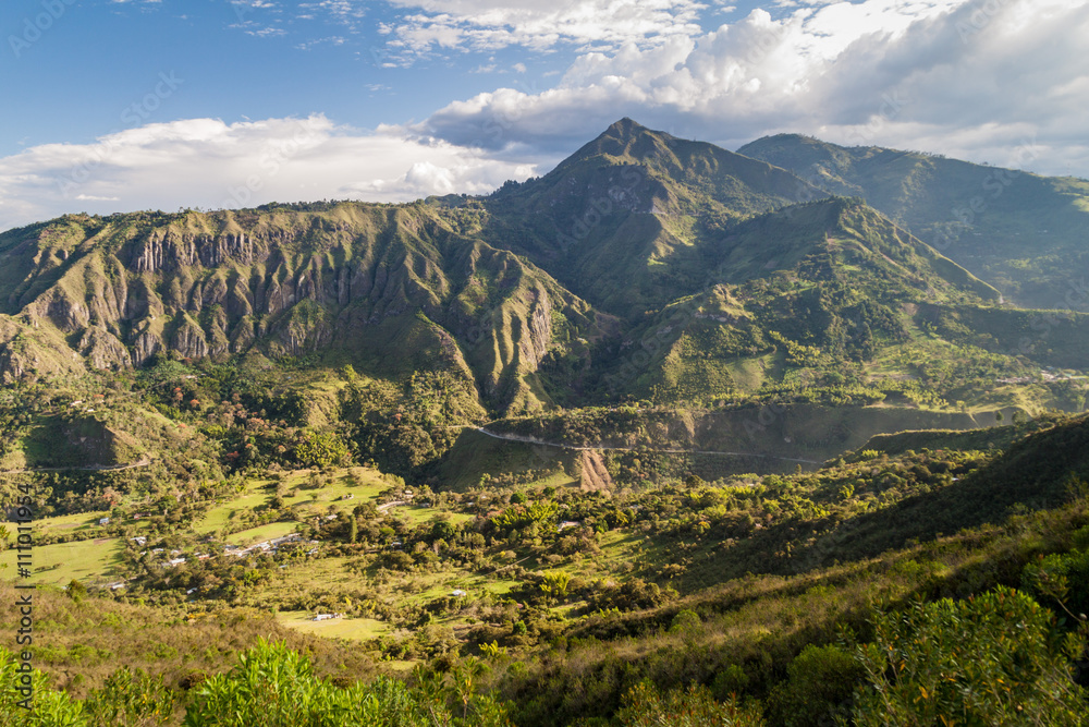 Valley of Ullucos river in Cauca region of Colombia