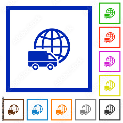 International transport framed flat icons