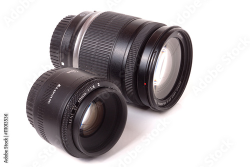 camera lens isolated on a white background closeup