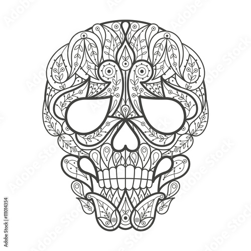 Adult coloring. Human skull.