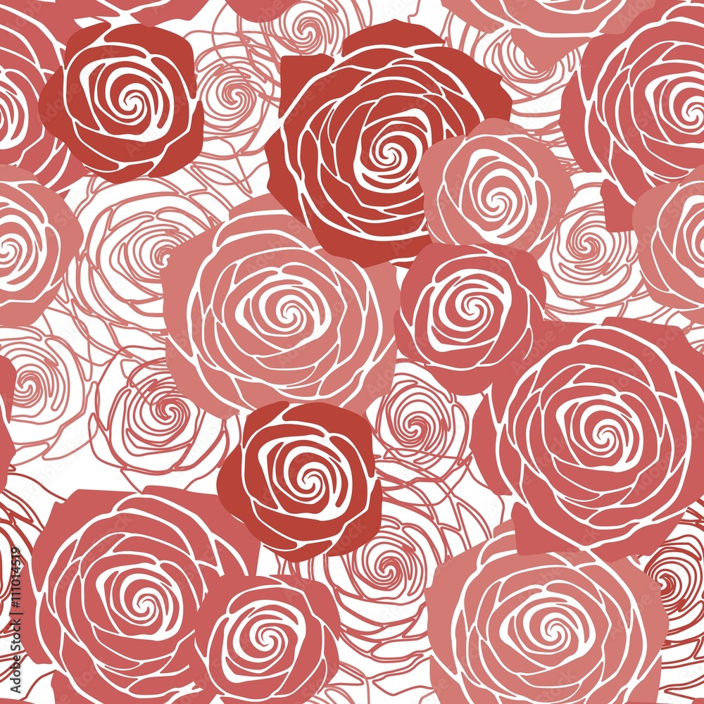 Seamless pattern with red and pink roses. Vector illustration Seamless pattern with red and pink roses. Vector illustration
