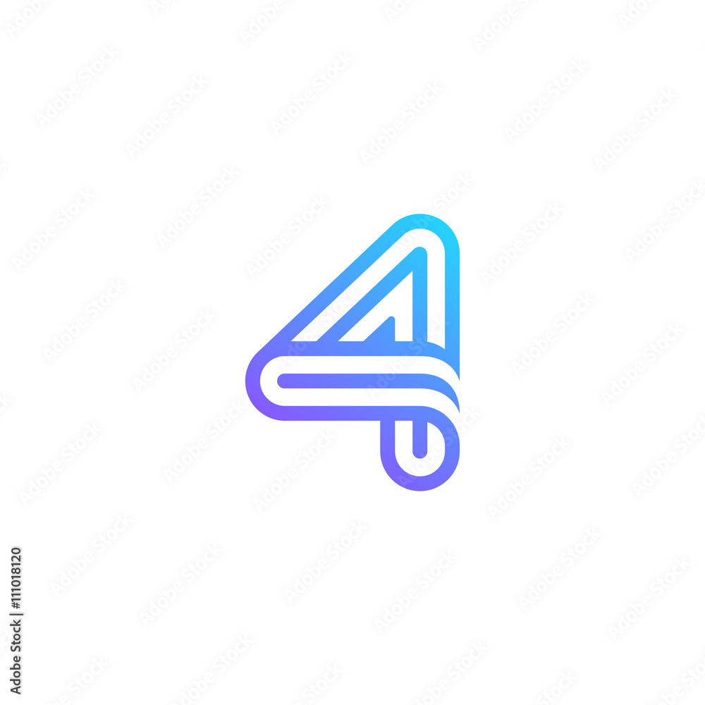 Number 4 Logo design vector template. Font Lines Logotype Number 4 Logo design vector template. Font Lines Logotype