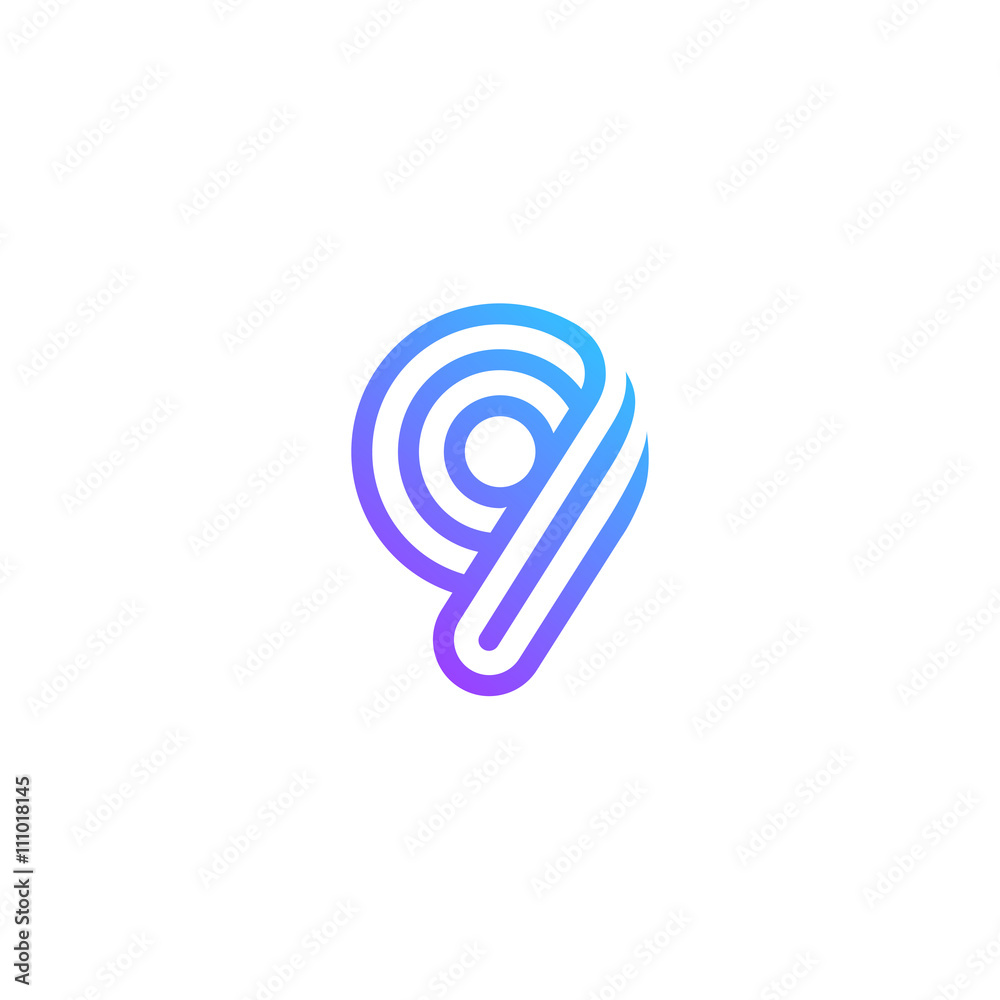 Number 9 Logo design vector template. Font Lines Logotype Number 9 Logo design vector template. Font Lines Logotype