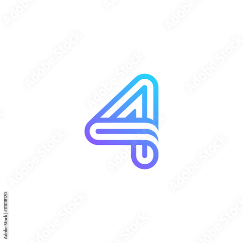 Number 4 Logo design vector template. Font Lines Logotype