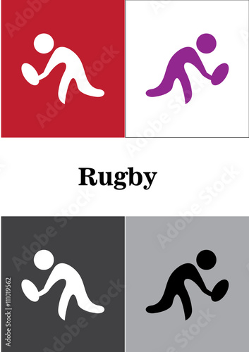 Colorful rugby icons