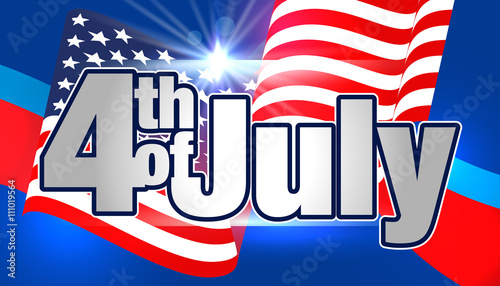 4th of July. Fourth of July Banner. Happy Independence Day Vector Design. 4th of July Vector Card or Banner with USA Flag.