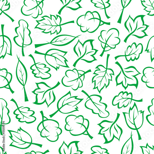 Spring green trees and bushes seamless pattern