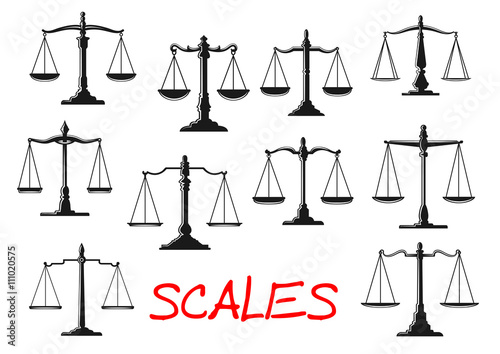Vintage mechanical balance scales icons