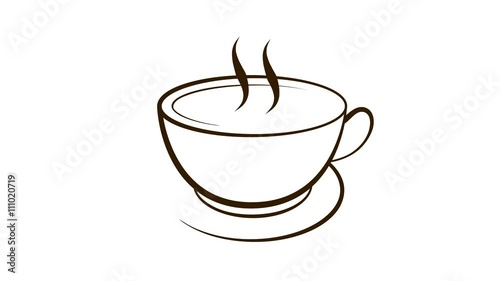 hot coffee cup beverage drink icon 4k animation background