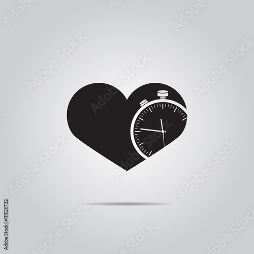 Heart & Time vector icon