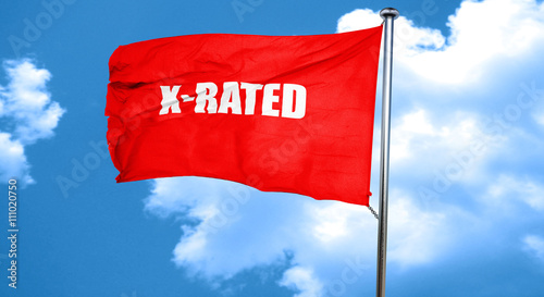 Xrated sign isolated, 3D rendering, a red waving flag photo