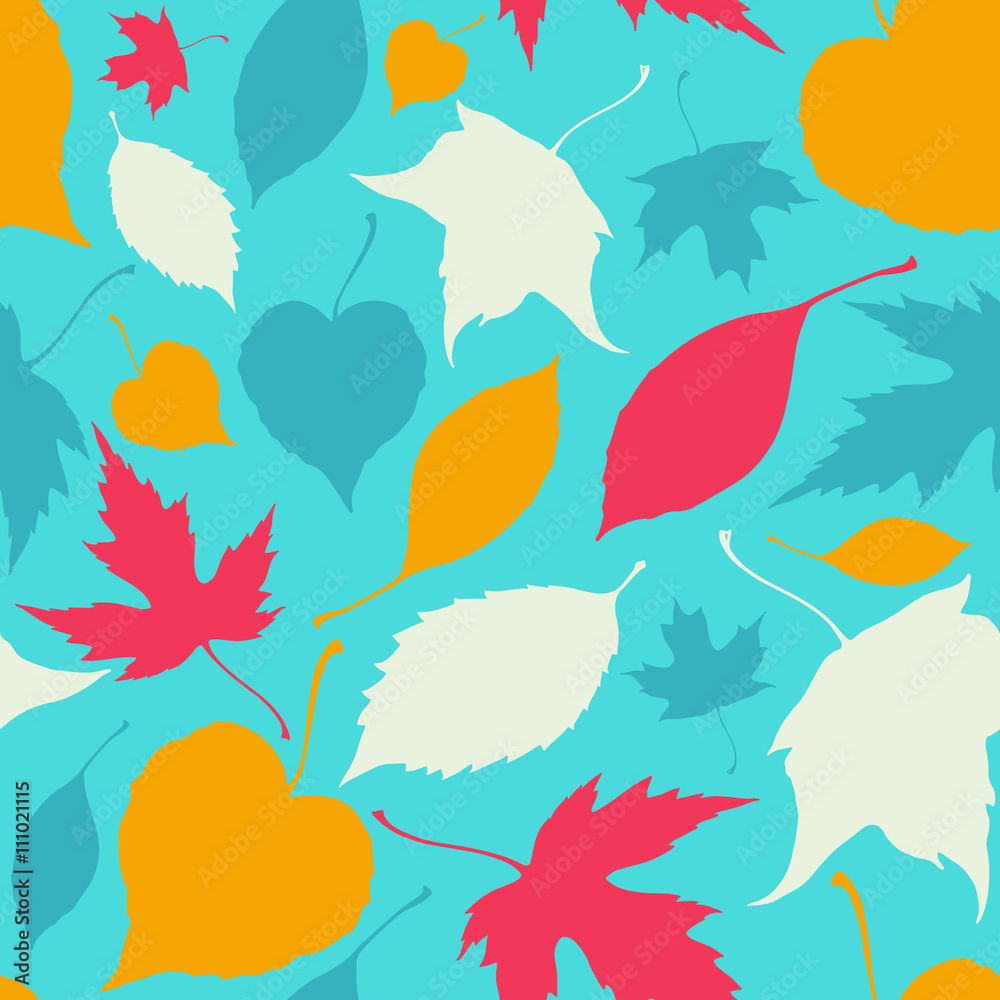 Seamless pattern with falling leaves. Autumn background