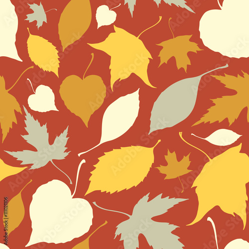 Seamless pattern with falling leaves