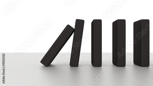 Starting fall domino row on the desk 3d render