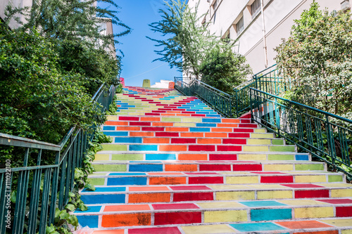Quadro su tela Les Escaliers colorées Rue Prunelle à la Croix-Rousse