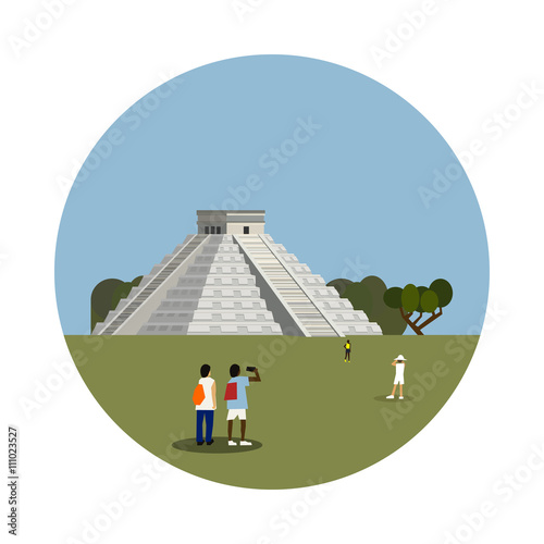 Aztec pyramid icon isolated on white background