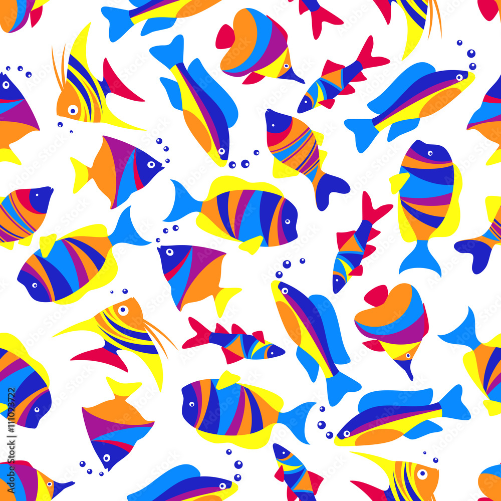 Seamless colorful exotic fishes pattern Seamless colorful exotic fishes pattern