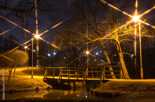 Bridge across the river at night