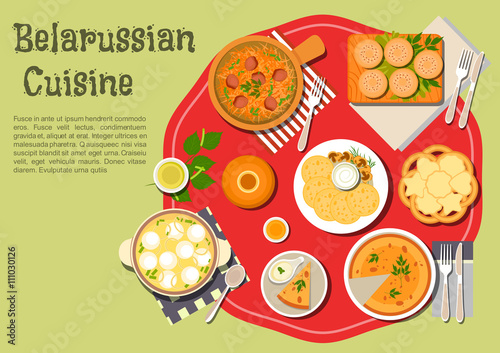 Traditional family dinner of belarusian cuisine