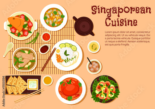 Fresh singaporean seafood dinner flat icon