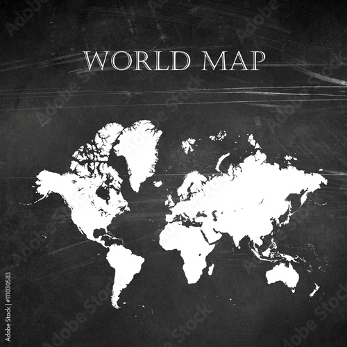 world map on chalkboard or blackboard