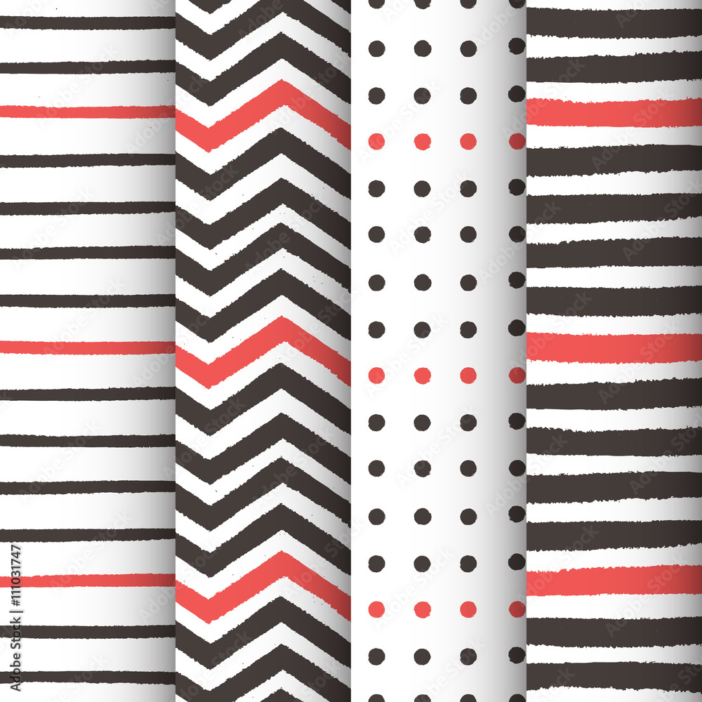 Obraz premium 4 hand drawn painted geometric patterns set