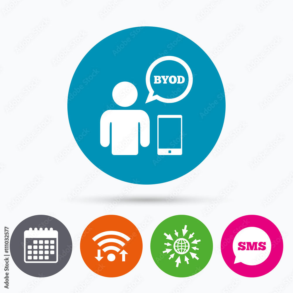 BYOD sign icon. Bring your own device symbol. BYOD sign icon. Bring your own device symbol.