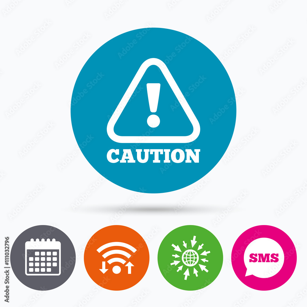 Attention caution sign icon. Exclamation mark. Attention caution sign icon. Exclamation mark.