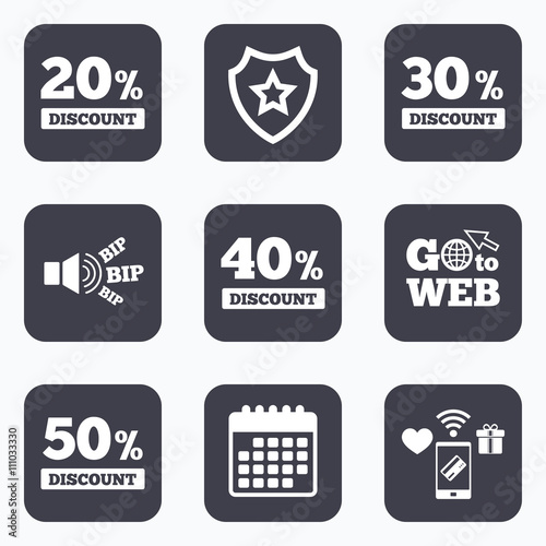 Sale discount icons. Special offer price signs.