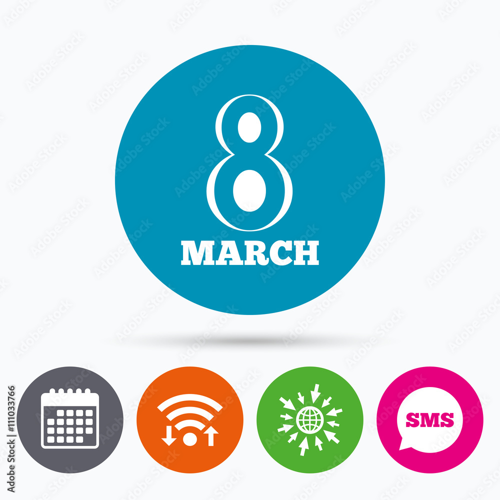 8 March Women's Day sign icon. Holiday symbol. 8 March Women's Day sign icon. Holiday symbol.