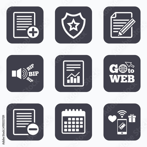 Document icons. File with chart graph.