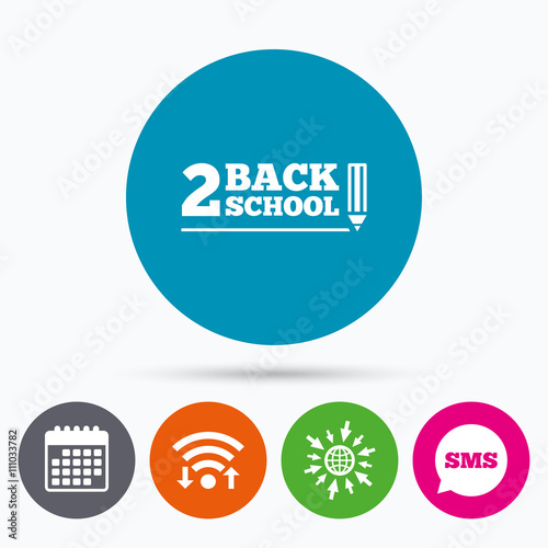 Back to school sign icon. Back 2 school symbol. © blankstock