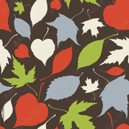 Seamless pattern with falling leaves