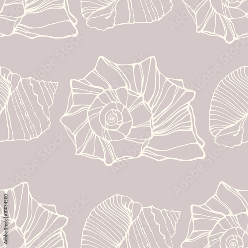Seamless pattern with decorative shells
